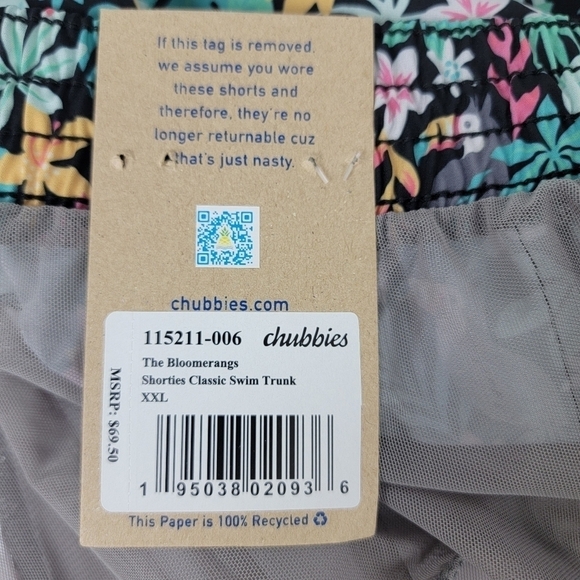 Chubbies The Bloomerangs Tropical Print 4" Stretch Shorts/Swim Trunks Sz XXL NEW - Picture 14 of 16